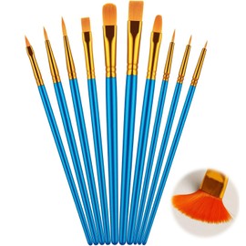 Paint Brushes Painting Supplies Brushes Set of 10 Watercolor Pencils Flat Acrylic Brush Painting Supplies Nylon Hair Short Bristle Brush for Adults & Kids (Blue)