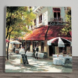 Global Designs Cafe Berlotti Ceramic Tile Picture Plaque Sign Wall Art By Brent Heighton Paris Scene 20x20cm