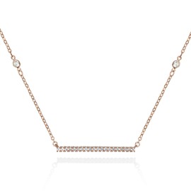 namana Rose Gold Bar Necklace for Women, Rose Gold Necklaces for Women and Teenage Girls with Cubic Zirconia Stones, Ladies Rose Gold Chain Necklace, Rose Gold Jewellery Gifts for Women