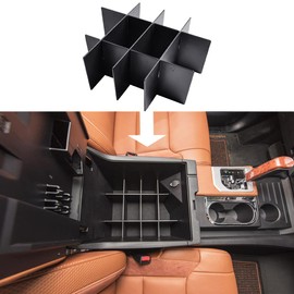 RUNROAD Center Console Organizer Dividers Compatible with Toyota Tundra 2014-2019 2020 2021 Accessories, Insert Compartment Tray Secondary Storage Box ABS Materials Armrest Divider