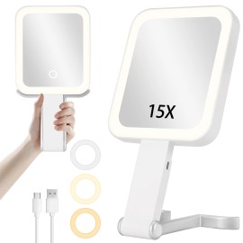 Decluttr Magnifying Mirror with Light, Rechargeable 1X/15X Magnification Lighted Mak