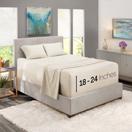 Nestl Extra Deep Pocket Fitted Sheet - Ultra Deep Pocket Bed Sheet Set – Super Deep Pocket 4 Piece Set - Extra Deep Fitted Sheets - 60 x 80 inches - Extra Deep Pocket Queen Size Sheets – Off White