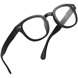 grinderPUNCH Classic Reading Glasses for Women and Men Stylish Lightweight Readers Round Readers for Women and Men (Black, 4, x)