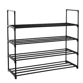 IMVELY 4-Tier Shoe Rack Organizer,16-24 Pairs Metal Shoe Rack for Closet,Shoe Stand,Shoe Shelf,Show Rack,Shoe Storage Cabinet for Entryway Bedroom Living Room Office,Black