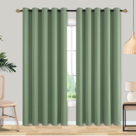 Mrs.Naturall - Cortinas opacas de color verde salvia de 72 x 84 pulgadas, para sala de estar, 2 paneles