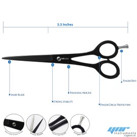 YNR Hairdressing Barber Hair Scissor for Professional Hairdressers Barbers Stainless Steel Hair Cutting Shears - for Salon Barbers, Men, Women, Children and Adults (5.5 Inches)