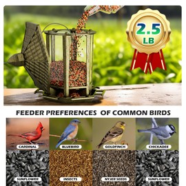 Birdream 2 Pack Bird Feeders for Outdoor, Retro Pagoda Design Fun Installation Bird Feeder, Attracting Wild Birds Chickadees Goldfinches Cardinals Finches and Sparrows - Retro Gold