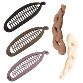 Pack of 5 Women's Banana Clips, Thin Hair, Stylish Hair Clips for Yoga, Makeup and Special Occasions, Banana Hair Clips