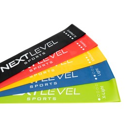 Nextlevel Sports Fitness Bands Set of 5 Including Carry Bag, Exercise Band, Resistance Band, Thera Band for Yoga, Crossfit, Training, Home Gym