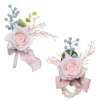 GLIDLION 2Pcs Men Boutonniere and Woman Wrist Corsage Set,Artificial Flowers