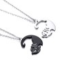 Rockyu Couple Necklace, Popular, Silver, Black, Cat Necklace, Cute, Unisex,