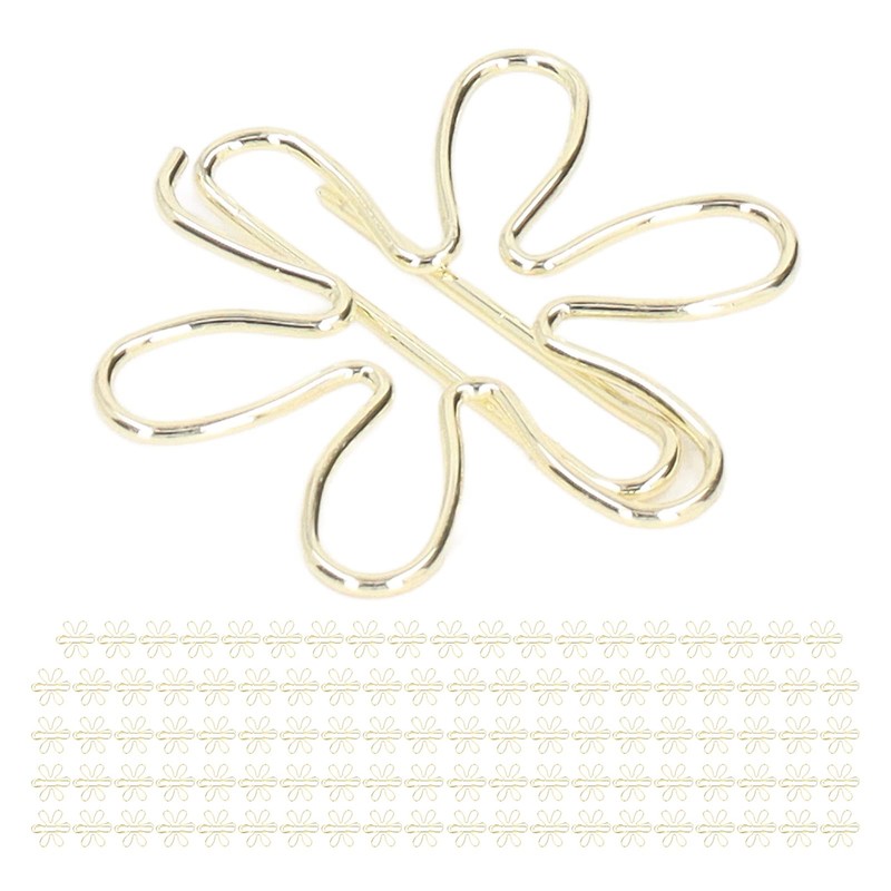 Yosoo 100Pcs Gold Metal Paper Clips, Cute Flower Shape, Anti