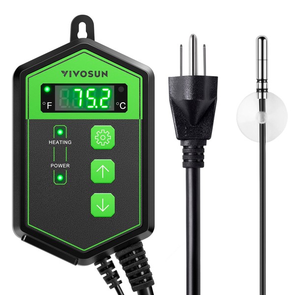 VIVOSUN Digital Heat Mat Thermostat Controller, 40–108 ºF 1000W for