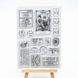 Lily Craft 1pc Vintage Flower Post Ticket Clear Stamps for Card Making Decoration and DIY Scrapbooking (Linda)