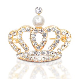 Crown Brooch, Crown Crystal Brooch, Women's Gold Brooch, Wedding Party Brooch Pin Mother's Day, Gift for Woman, Metal