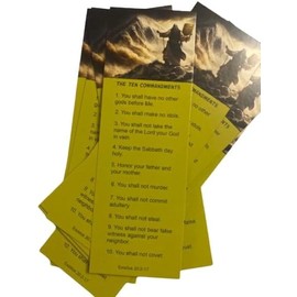 The Ten Commandments Religious Bookmarks-Moses On Mount Sinai, Vacation Bible School,Church Supplies, 2" x 6", Durable with Glossy Finish. (50 Count)