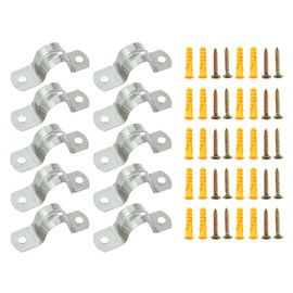 ZHYOHEN 10PCS 55mm/2.16inch Stainless Steel Conduit Clamps Double Hole Cable U Bracket Rigid Tube Band Clamp Heavy Duty Rigid Tube Hole Band Suitable for Surface and Support Structure Conduit Fixing