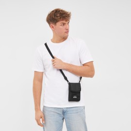 Johnny Urban Troy Chest Bag for Men and Women - Neck Pouch for Hanging - Travel Wallet with Many Card Slots - Bag for Passport & Documents, black, Casual