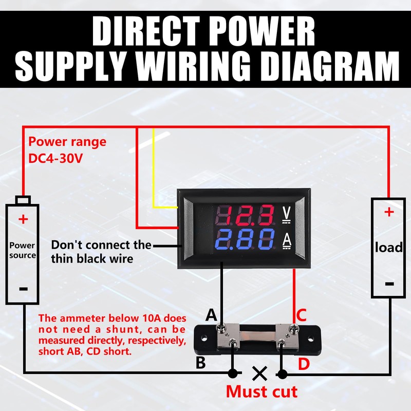Pack of 6 0.28 Inch LED Digital Voltmeter Ammeter: DC
