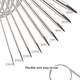 YXHZVON 9-Piece Stainless Steel Circular Knitting Needles Set, 80 cm Knitting Needles Metal Professional Yarn Needles for Weaving Projects (2.5 mm/3.5 mm/4.5 mm/5.5 mm/6 mm/7 mm/8 mm/9 mm/10 mm)