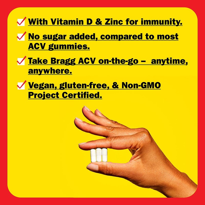 Bragg Apple Cider Vinegar Capsules with Vitamin D and Zinc