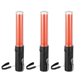 Felimoa LED Guide Light Stick, Red Light, Flashing, Multi-functional, Security, Night Construction and Traffic Organization (Set of 3)