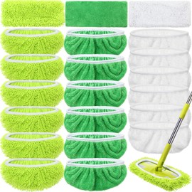 HunnmingRe 18 Pack Reusable Microfiber Mop Pads Refills Compatible with Swiffer Sweeper Dry Sweeping Cloths for Wet and Dry Sweeping Mop Head Replacement for Household Cleaning