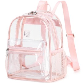 abshoo Clear Mini backpack Stadium Approved 12x12x6 Clear Bag Transparent Small Backpacks (Pink)