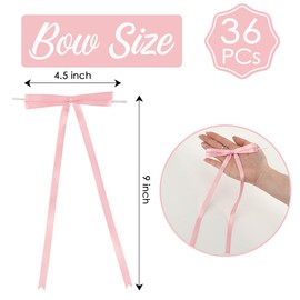 AIMUDI Baby Pink Bows 4.5 × 9" Satin Bows for Gift Wrapping Twist Tie Bows Premade Ribbon Bows for Bouquets Invitations Baskets Crafts Wreaths Wedding Birthday Baby Shower Party Decorations, 36 PCs