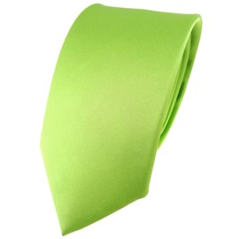TigerTie Fashionable Satin Silk Tie in Various Colours Plain Tie 100% Silk Width 7 cm, light green