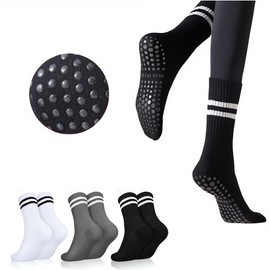 3pairs Women Yoga socks, Pilates socks,anti-slip particles with cushioning effect,silent movement（A）