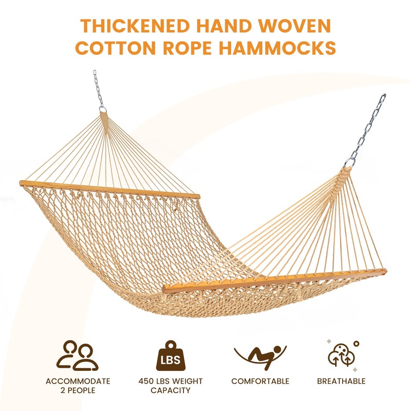 Lazy Daze Hammocks Double Rope Hammock, 2 Person Traditional Outdoor