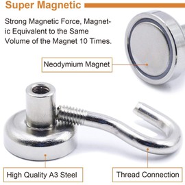 LOVIMAG Strong Magnetic Hooks, 24Lbs Rare Earth Magnets Heavy Duty with Hook for Refrigerator, Strong Cruise Hook for Hanging, Ceiling Magnets for Hanging, Grill and Kitchen- 25 Pack