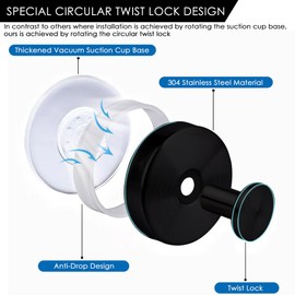 PAIKIUU 4 Packs Suction Cup Hooks, 304 Stainless Steel Shower Hooks for Inside Shower,Towel Hooks for Bathroom, Kitchen, Door Wall, Hanging Towels