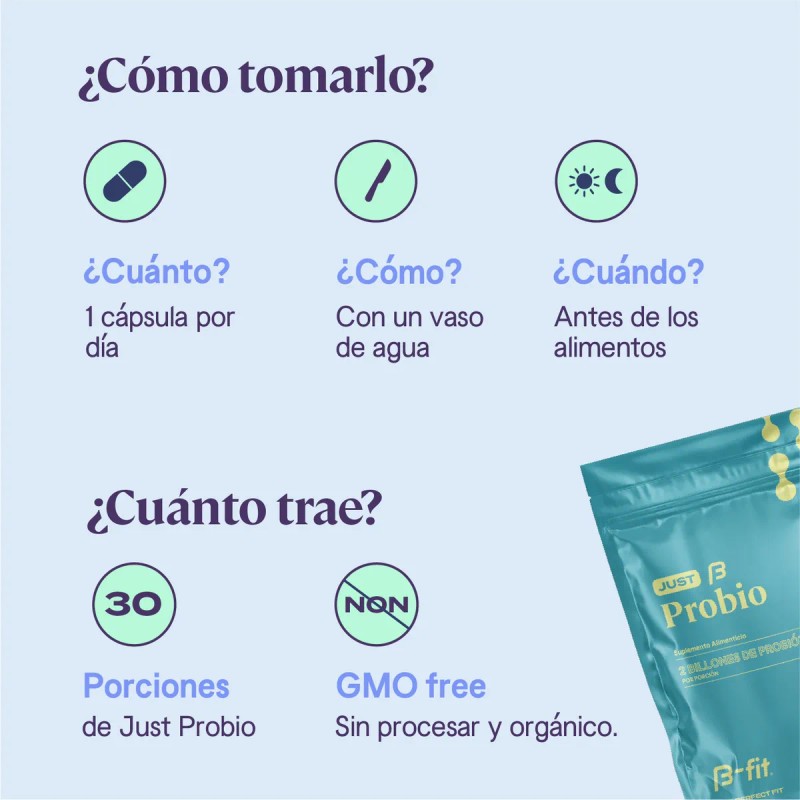 Just Probio Mil Millones De Pre&probióticos 30 Cápsulas. Sabor Sin