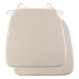 Battilo Chair Cushions for Dining Chairs with Ties, Indoor/Outdoor Kitchen Chair Pad with Non-Slip Backing, Dining Seat Cushion with Machine Washable Removable Cover, 16"x16"x2", Set of 2, Beige