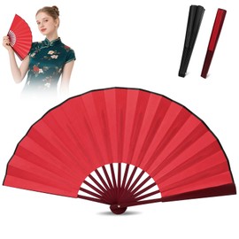 Boots On The Ground Hand Fan,Fans for Line Dancing,Folding Hand Rave Fan,Boots on The Ground Fans Largefold Fans,Decorative Folding Fans for Performance,Dance,Wedding,Party (Red)