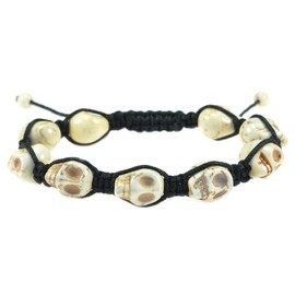 PURPLE WHALE White Skull Created-Turquoise Stone Macrame Style Adjustable Bracelet - Wear for Protectiona and Harmony 91076