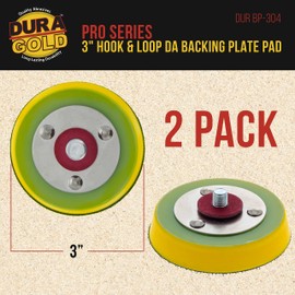 Dura-Gold Pro Series 3" Hook & Loop DA Backing Plate Pad, 2 Pack - Flexible 14mm Thick Dual-Action Random Orbital Sander Polisher Pad, 5/16", Auto Woodworking Sandpaper Sanding Car Polishing Detailing