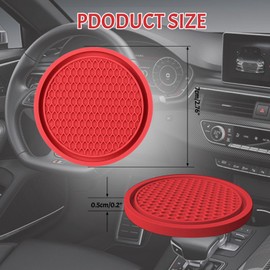 Niuoppy 4PCS Car Cup Holder Coasters, 7cm Round Universal Car Coaster, Non-Slip Vehicle Cup Holder Insert Mat for Women and Men Interior Decor or Most Cars Trucks (Red, 7cm)