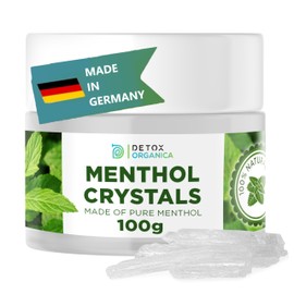 Detox Organica Menthol Crystals 100g - Natural Aromatherapy Congestion Sinus Relief - Blocked Nose Descongestor - Powerful Menthol Aroma