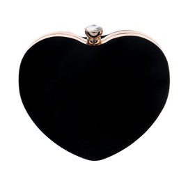 Reberomantic Heart Shaped Evening Purse Velvet Clutch Purse Solid Evening Bag, Black One Size
