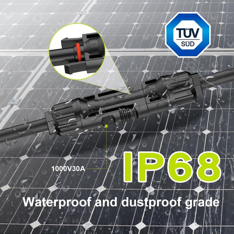 JXMXRPV 2 Pack Solar Connectors for 4 Solar Panels,Tool-Free Solar