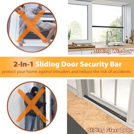 Sliding Door Security Bar 18"-51", Adjustable Sliding Door Lock Security Bar, Window Security Bars Inside for Sliding Glass Door Home Apartment Safety, Burglar Proof, Black, 2 Pack