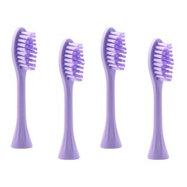 CURA32 Electric Toothbrush Replacement Brush Head - 4 Count Refill - Soft Bristles for Waterproof Ultrasonic Toothbrush 37500 VPM Vibrations - Deep Cleaning for Teeth & Gums (Purple)