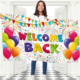 Welcome Back Banner - Welcome Home Banner 5x3 ft - Welcome Home Decorations - Welcome Back Decorations Office - We Missed You Banner (White)