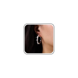 Atentuyi Crystal Hoop Earrings Silver Wedding Rhinestone Earrings Diamond Bridal Earring Pave Cz Huggie Hoop Earrings Rhinestone Statement Earrings Jewelry for Women and Girls
