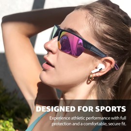 TJUTR Sports Sunglasses for Women, Polarized UV400 Protection Sun Glasses Wrap Style for Running Fishing Cycling