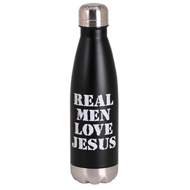 Dicksons SSWBBLK-22 Real Men Love Jesus - 17 Ounce Black Stainless Steel Sports Travel Water Bottle