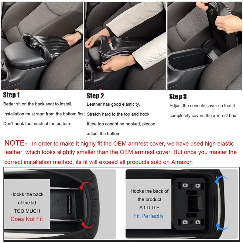 LEXLEY Center Console Pad Armrest Box Cover Waterproof Anti-Scratch Leather